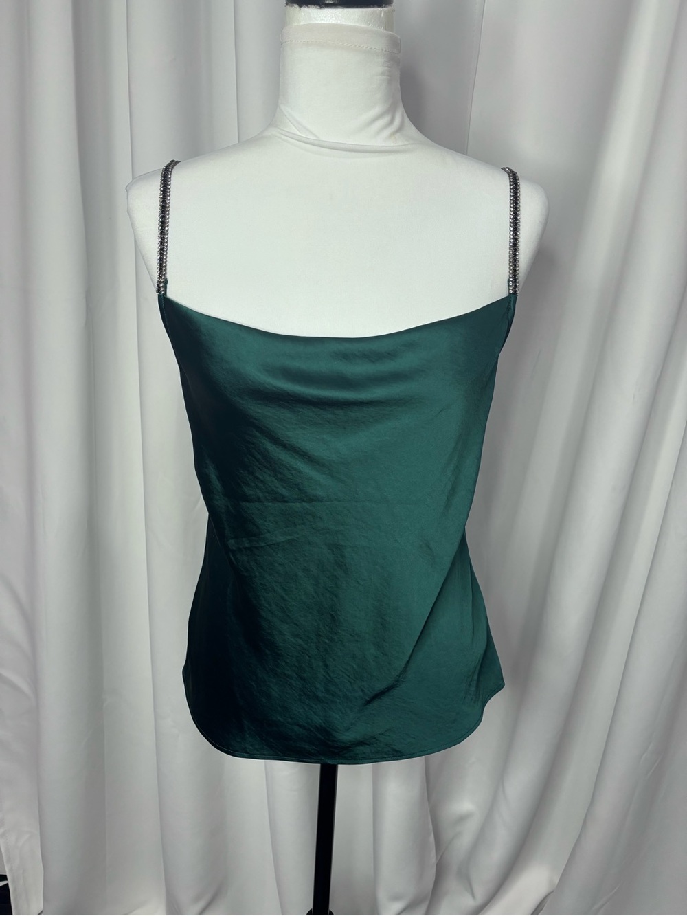 Express Emerald Satin Cowl Camisole with Chain Straps
